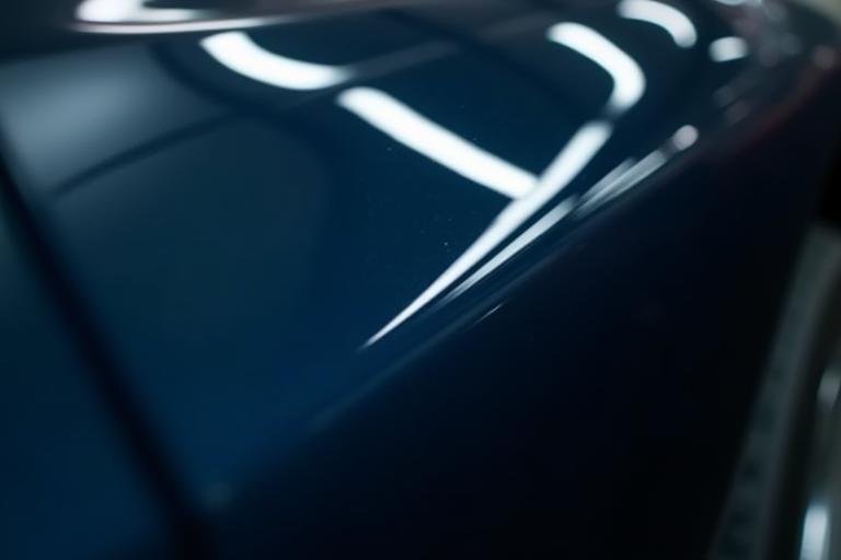 Détail de la finition brillante sur une voiture après detailing